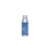 A silver, refillable aluminum bottle with a blue label and silver cap, labeled “Plaine Products Conditioner,” stands upright against a plain white background.