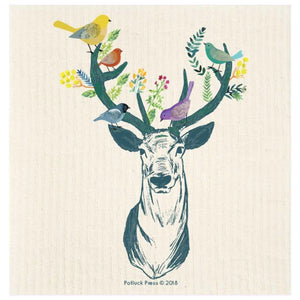 antler and birds