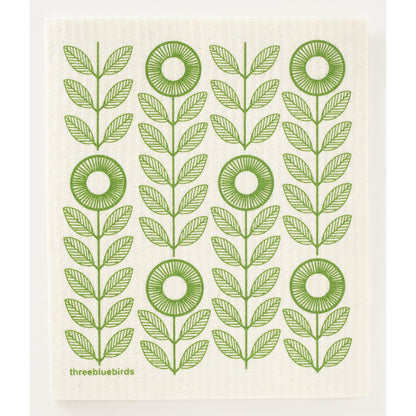 Sunflowers Swedish Dishcloth Green