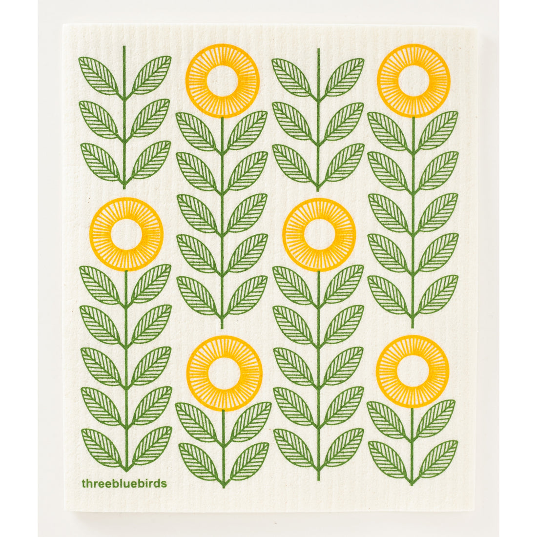 Sunflowers Swedish Dishcloth Green and Yellow