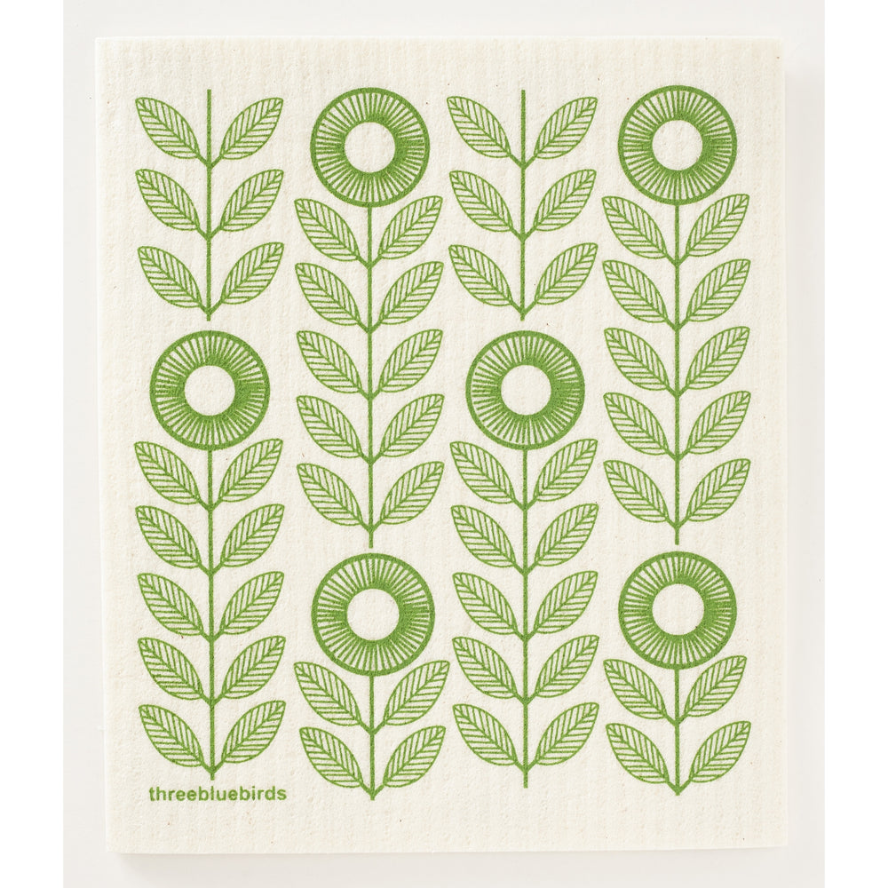 Sunflowers Swedish Dishcloth Green