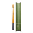 A Truthbrush - Bamboo Toothbrush with a gray tip is shown beside its green, rectangular packaging labeled “Truthbrush beautiful bamboo toothbrush.”.